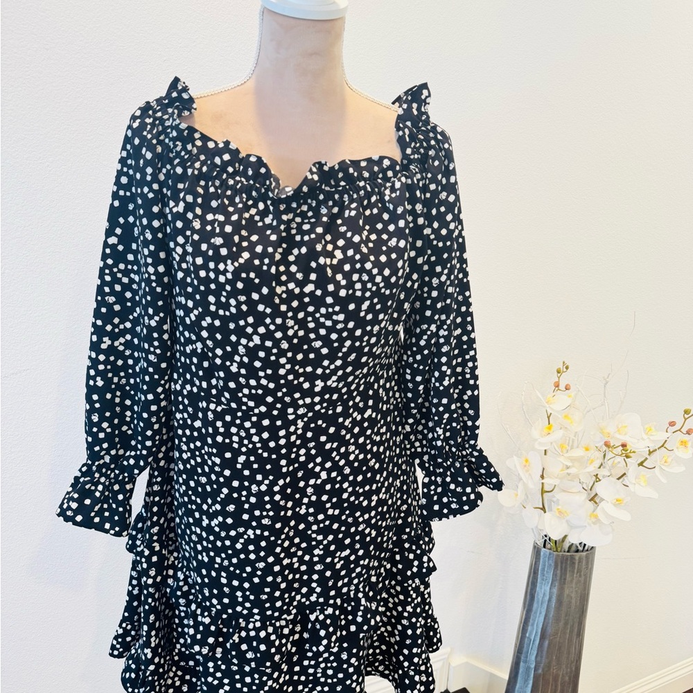 Flattering black and white Karl Langerfeld dress.